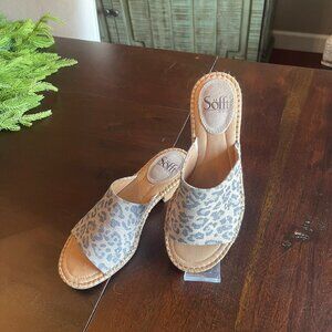 Sofft Nalanie Leopard Print Leather Slide Size 6.5